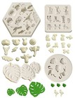  4 Pieces Animal Molds And Leaf Chocolate Mold Jungle Safari Animal Gray