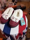 Rockdove Women   s Moccasin Slippers Suede Faux Fur Lined Bow Slip-on Non-slip