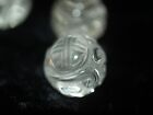 Vintage Carved Chinese Bead Rock Crystal Shou Asian Clear Crystal Quartz 15-16mm
