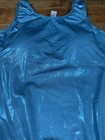 Gymnastics Leotard Unitard Girls Small Teal Metallic Rhinestone Dance