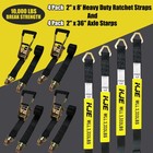 4 Pack Heavy Duty Car Trailer Tie Down Straps 2 X 8 Ratchet 10 000lbs J-hooks