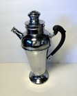 Vintage Farber Bros Chrome Cocktail Shaker Art Deco Krome Kraft Wood Handle Vg