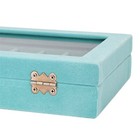 24 Slots Velvet Glass Jewelry Box Organizer Rings Earrings Tray Display Case