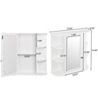 Bathroom Wall Mounted Medicine Cabinet 6 Shelves Single Door Mirror White Finish