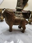 Vintage Ac Williams 1900 s Cast Iron Lion Still Coin Bank 4 25  Rusted Original