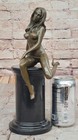Signed Deco Bronze Sculpture Cubism Nude Girl Abstract Modern Art Statue Figure