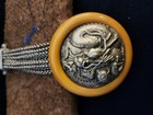 Antique Rare Japanese  tobacco  Pouch With Kagamibuta Netsuke Attached Multiple