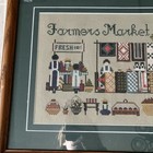 Cross Stitch Framed Matted Folk Art Farmer s Market Amish From Told In A Garden