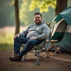 Green Portable Camping Chair Heavy Duty Folding Chair With Cup Holder Oversized