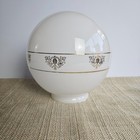 Milk Glass Globe White Hollywood Lamp Shade Gold Floral Band 3-5 8 Fitter