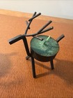 Set Of 2 Vintage Stick Figure Metal Reindeer Christmas Tea Light Candle Holders