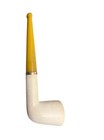 Meerschaum Billiard Straight Estate Pipe Yellow Stem White Bowl 5 5    Oal