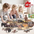 Thinkbay 12pcs Large North American Animal Figurines   4 Inches  Colorful 