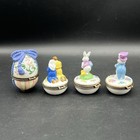 Vintage Easter Trinket Box Lot Of 4 Ceramic Hinged Easter Egg Bunny Rabbit