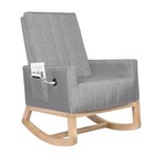  Nursery Rocking Chair  Upholstered Comfortable Glider Rocker With Dark Grey