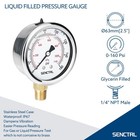 0-160 Psi Liquid Filled Air Pressure Gauge  1 4  Npt Lower Mount   2 5  Dial    