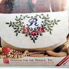 Designs For The Needle Cross Stitch Kit  7305 Monogram Tan Cosmetic Bag Pre-sewn