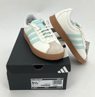 Women   s 5 5 Adidas Vl Court Base White Blue Gum Sneakers Ji1767 New