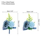 Rose Flower Wrist Corsage And Boutonnieres Set For Wedding Prom  Dark Blue