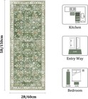 2x5 Washable Hallway Runner Rug Non Slip Floral Carpet  Sage Green