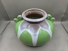 Vintage Ceramic Pottery Green Drip Glaze Jardiniere Planter Vase Made In Japan
