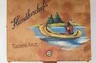Vintage Tucson Arizona Souvenir Handkerchief Box Painted Native American Canoe