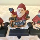 Vtg Russ Berrie Heavy Cast Iron Set 4 Stocking Holder Hanger Santa Snowman 1990s