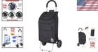 Black Foldable Shopping Cart With Comfortable Grip Handle - 110 Lb Capacity
