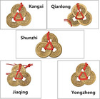 2 Chinese Knot Lucky Coins Feng Shui Coins I-ching Fortune Coin And 5 Chi