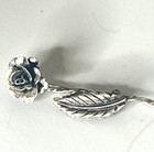 Vintage Sterling Silver Pin brooch By Jewel Art Signed Detailed Rose W leaf