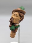 Antique Swiss German Black Forest Painted Carved Wood Liquor Bottle Cork