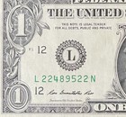 2013  1 Dollar Bill With Serial Number L22489522n And Ink Error On    4   