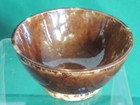 Antique 4 3 4  Mixing Bowl Rockingham Spatterware Pottery Yelloware Farmhouse