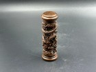 Chinese Vintage Boxwood Carved Dragon Pillar Statue Collection Nice Figurines