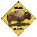 Bison Metal Crossing Sign 16 1 2 x16 1 2   hanging diamond Shape Usa Buffalo 349