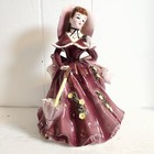 Vtg 50s Lefton Violet Victorian Lady Parasol Planter Vase  164 1957 Brown Hair