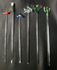 Vintage Mexican Hand Blown Swizzle Sticks   Cocktail Stirrers - Set Of Six