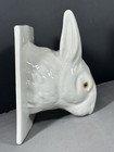 Vintage Ceramic Rabbit Bunny Head French White Apron Towel Holder Kitchen