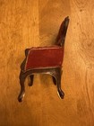 Vintage Fml 98 Miniature Red Velvet Arm Chair Dollhouse Furniture