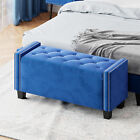 Footrest Storage Ottoman Bench Upholstered Bedroom Bench End Of Bed Bench Blue