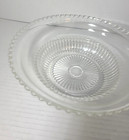 Vintage Clear Pressed Glass Beaded Rimmed Fluted  8 5  Mid Century Serving Bowl