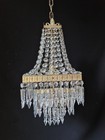 Antique Vintage Brass   Crystals French Empire Chandelier Ceiling Lamp Light