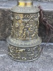 Antique Rare Table Lamp Cherub Angel  Ornate Cast Metal Brass Vintage 