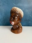 Vintage Lady Head Vase  scarce  Ucagco Dark Skin Ethnic Beauty With Rose 6 5   