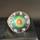 Rare Ancient Roman Bronze Ring Engraved Beautiful Black Stone Authentic