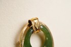 Jade Ring   Yellow Gold Filled Brooch Pendant Marked Vintage