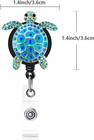 2 Pack Cute Turtle Badge Reel Holder  Retractable Name Badge Holder With Bling C