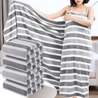 Ultra-soft 100  Cotton Towel Set - Extra Large Striped Hand   Bath Towels