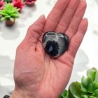 Black And Brown Banded Agate Heart Carving