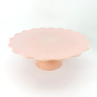 Vintage Pink Fenton Milk Glass Spanish Lace Cake Stand Pedestal Base 13 